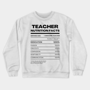 Teacher Nutrition Facts Crewneck Sweatshirt